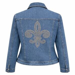 Vintage Y2K Will Smith Stretch Fleur Studdent Blue Denim Jean Jacket 2000s Med